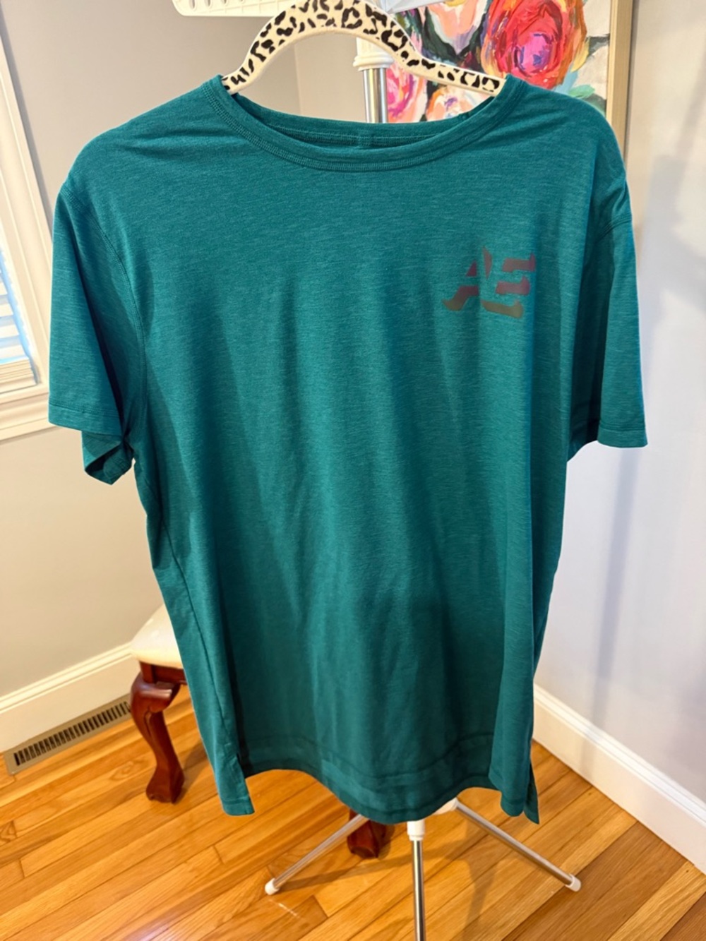 American Eagle Outfitters Men's Teal Crewneck Short Sleeve Tee